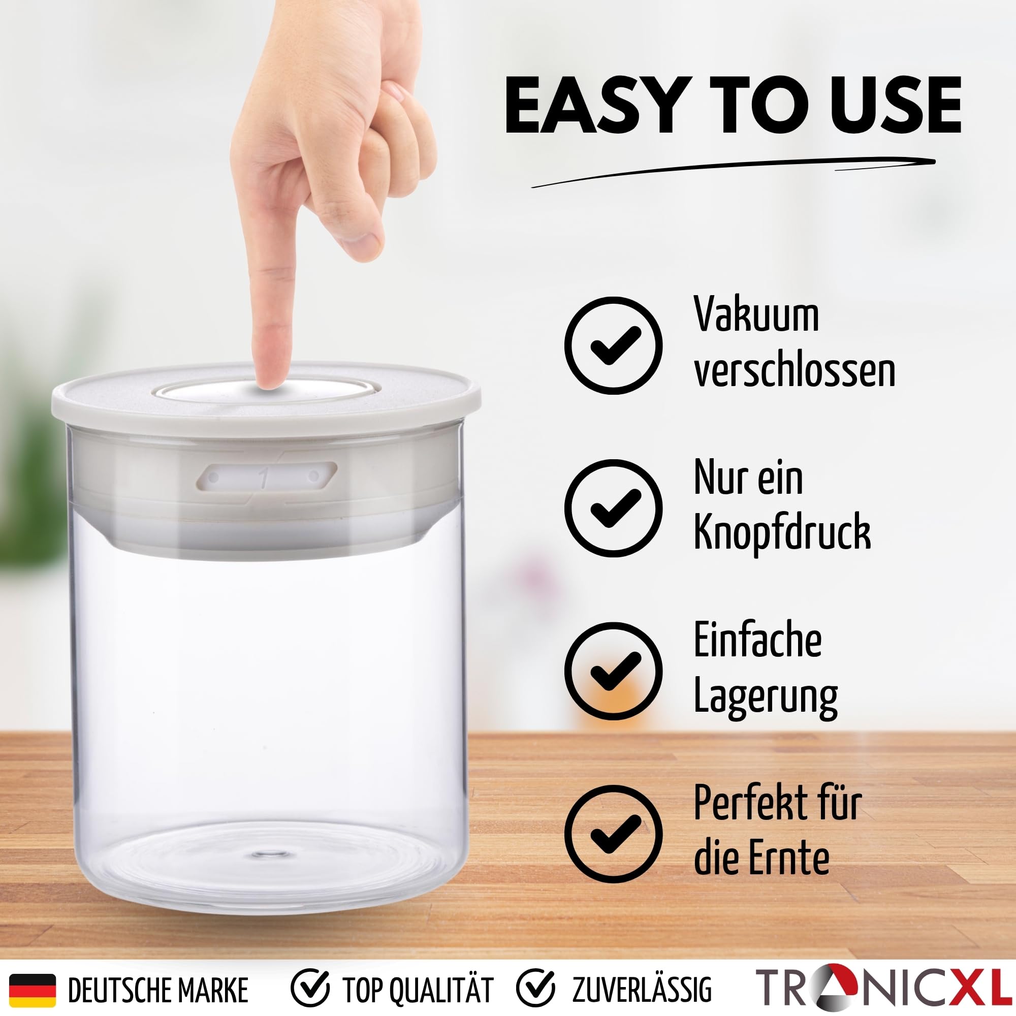 TronicXL 2 x 700 ml próżniowe słoiki do przechowywania ziół, borokrzemu, szczelne, szklane pojemniki z pokrywką, kompatybilne z opakowaniami Boveda, 58% do uprawy roślin