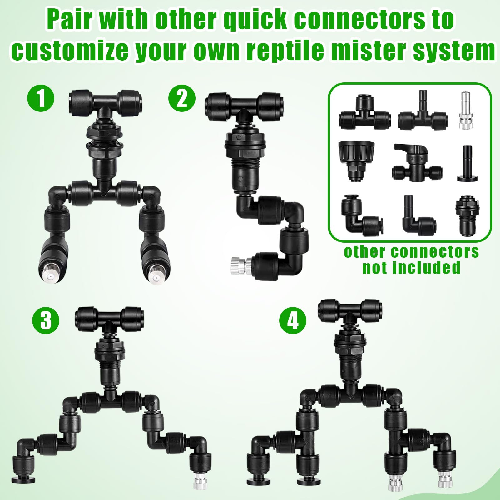 20 sztuk 1/4" złączek kolankowych Push-to-Connect, złączek do systemu nawadniania gadów, złączek do systemu nawadniania gadów do akwarium, wiwarium, systemu nawadniania
