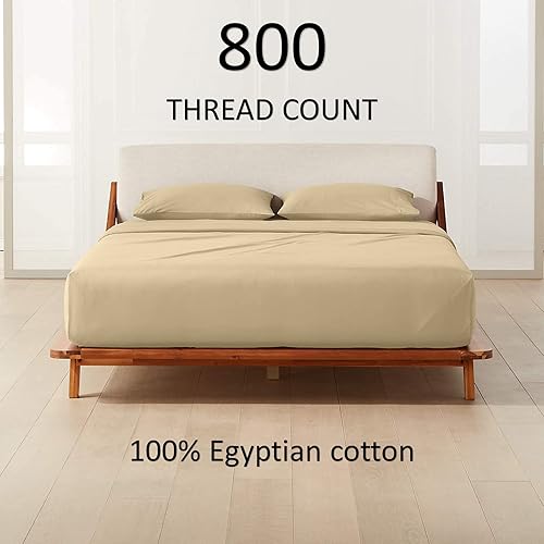 Miniatura 2 de Juego de sábanas de 800 hilos, 100% algodón egipcio, tamaño King, color gris topo, juego de sábanas de 4 piezas, algodón de fibra larga egipcia de