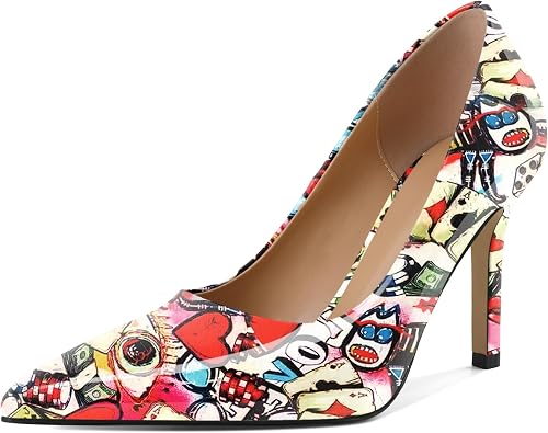 SAMMITOP Womens Closed Pointed Toe Pumps High Heels Stiletto Classic Slip On Dress Wedding Work Shoes Patent Leather 3.5 Inch
