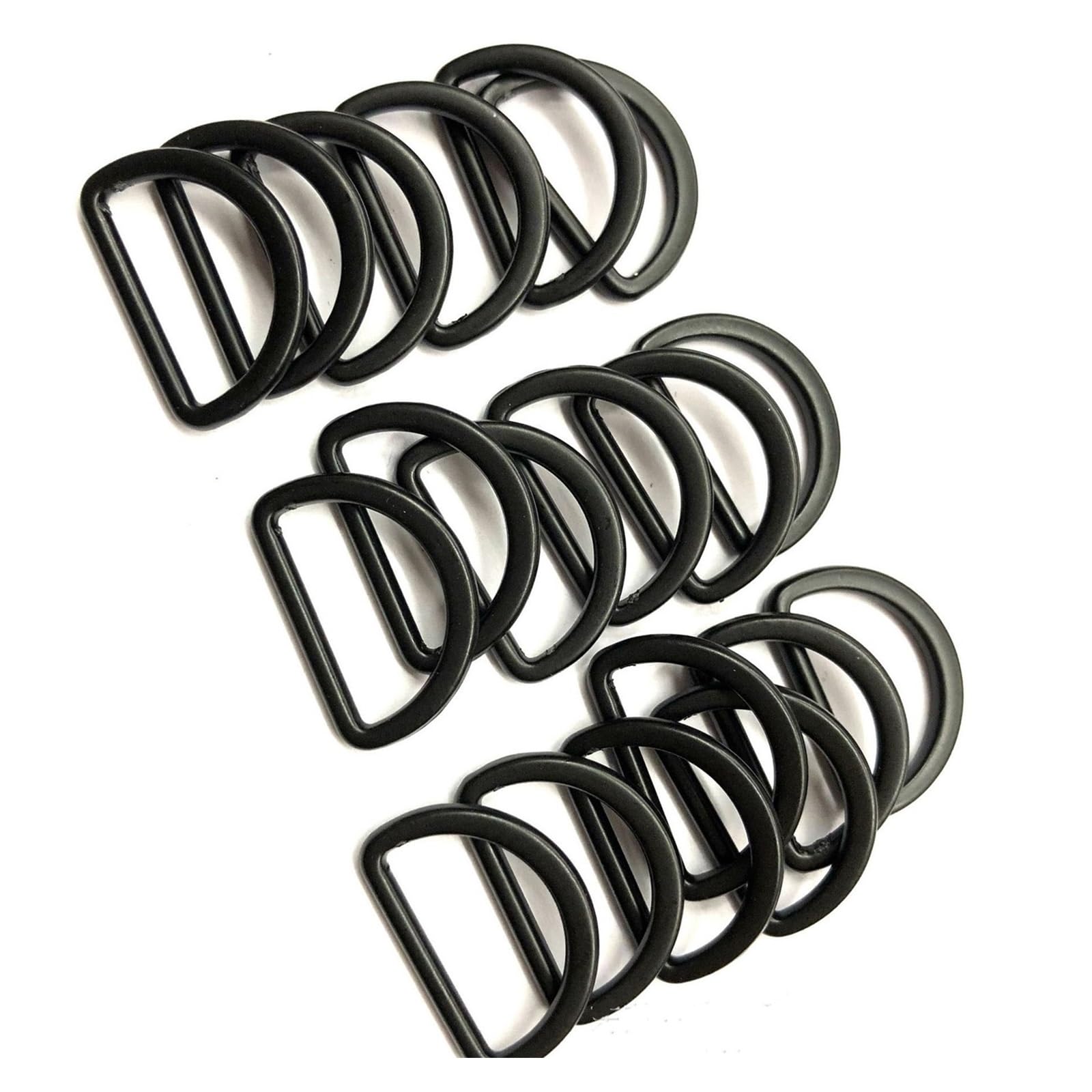 Metalowy pierścień D 16 mm metalowe czarne półokrągłe klamry typu D-ring, opakowanie 20 sztuk, do toreb, pasków, butów, strona internetowa DIY