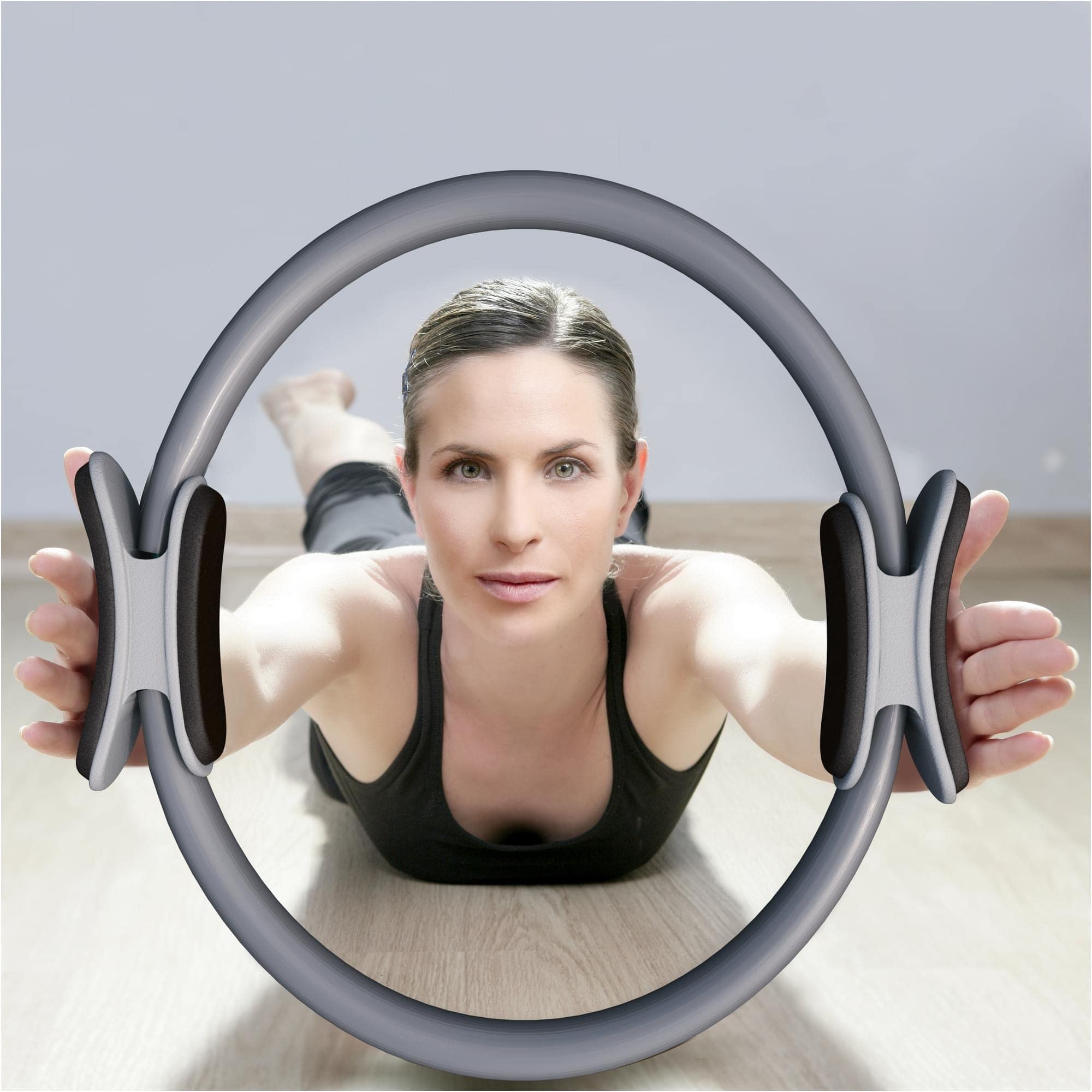 GORILLA SPORTS® Anillo de pilates, 36 cm, doble agarre, antideslizante y superligero, póster de entrenamiento y bolsa, de goma, color a elegir