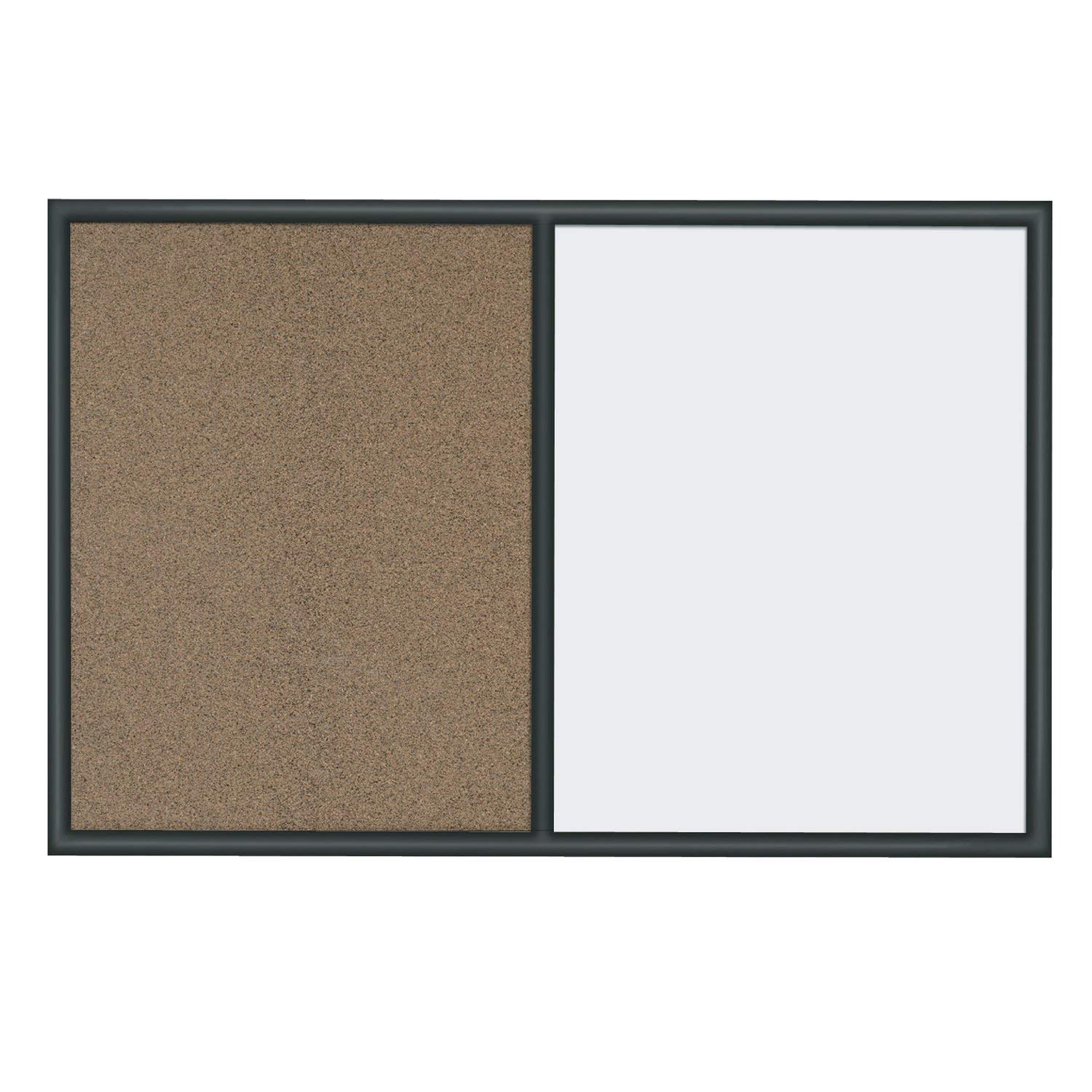 Quartet Combination Whiteboard & Corkboard, 4' x 3' Combo White Board & Cork Board, Black Frame (S564)