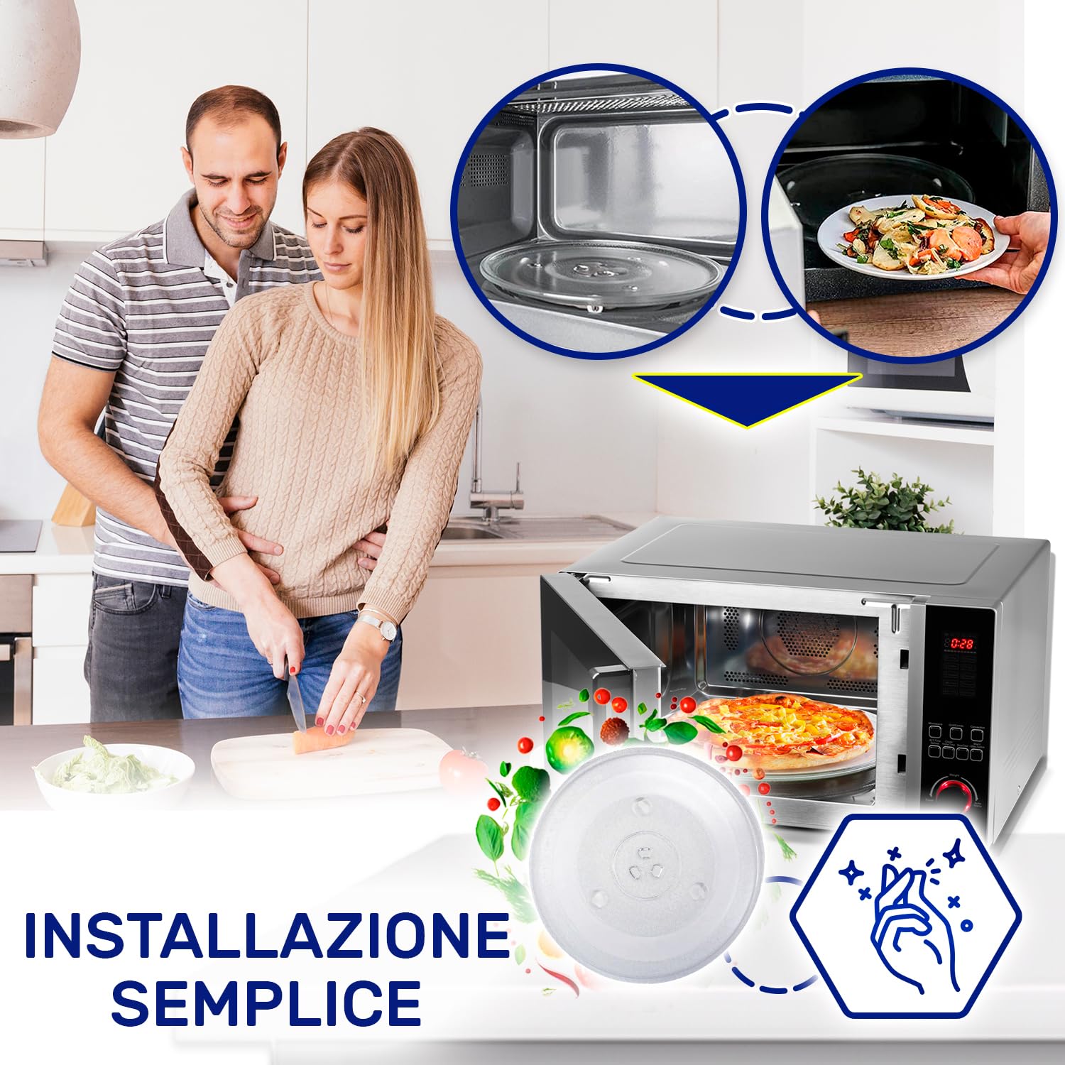 MONTERAL Piatto Microonde Universale Ø 31,5 cm Dispone di 3 Fissaggi Piatto Rotante Ø 315 mm con Codice Originale 49016762 49008503 49010006 per Candy