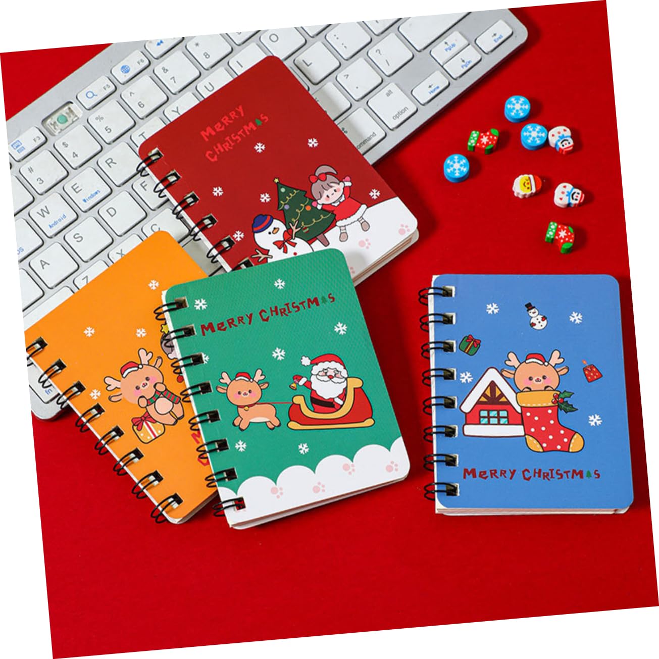 NUOBESTY 5 Ensembles Notes D'étude De Noël Carnet De Noël Cahier À Spirale Mignon Mini Cahiers En Vrac Onglets Mensuels Stickers Cahier Journal De Noël Mini-bloc-notes Papier 4 Pièces * 5
