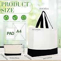 Vista 3 de Sanwuta 30 Bolsas Tote de Lona a Granel con Bolsa Cosmética con Cremallera, Bolsa de Compras de Algodón Reutilizable de 18.5" con Asa para Negro