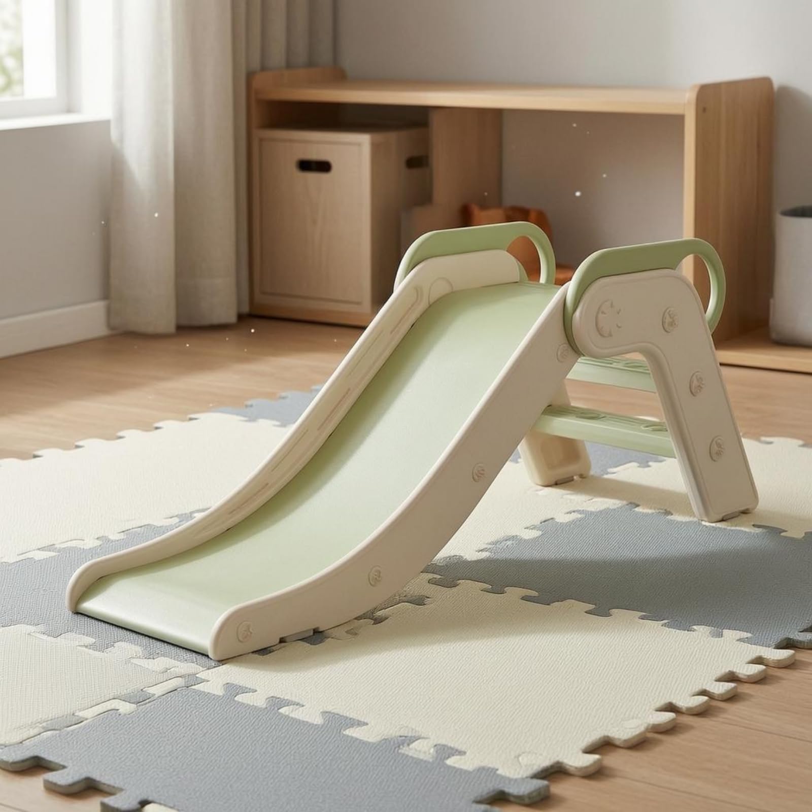 Almencla Kinder Rutsche Klappbare Spielzeug Indoor Faltbare Rutschbahn HDPE Struktur für Kinderzimmer Wohnzimmer Tägliche Nutzung 123x42x50cm