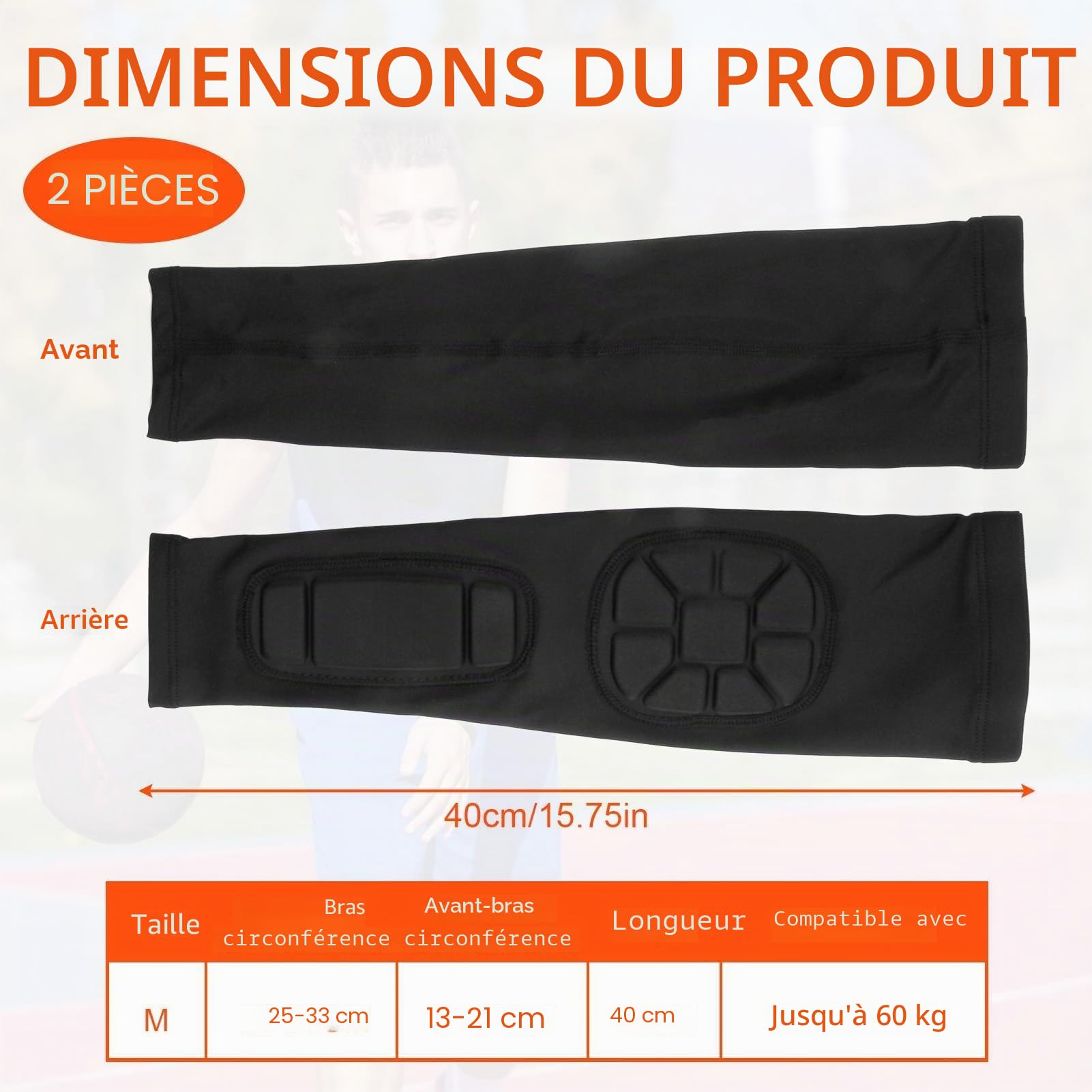 Manche Coude Rembourré 1 Paire, Coudiere Manchette Protection Avant Bras Coude, Coudières Rembourrées pour Volleyball, Basketball, Football - Confort et Protection