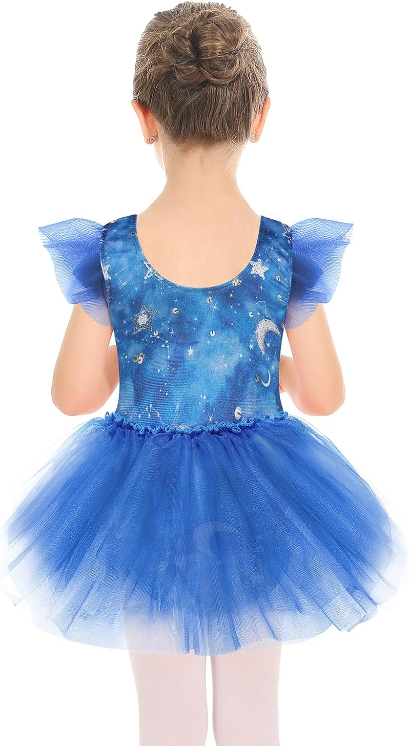 Phineein Girl Velvet Ballet Dance Leotard with Tutu Skirt Ballerina Outfit Sparkly Sequin Gymnastics Dress