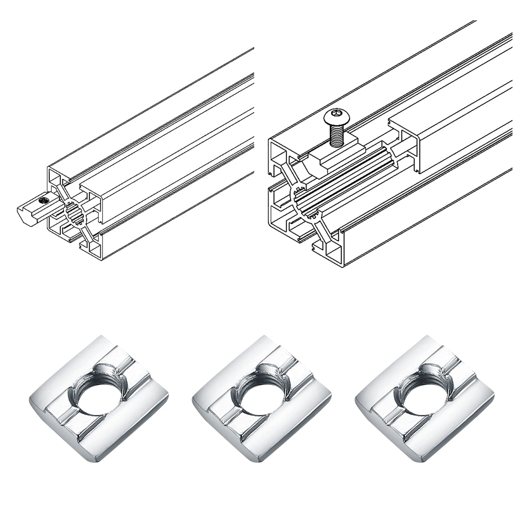 M5 T Nut Vernikkeld Koolstofstaal T Slot Moer voor 3030 Aluminium M5 T Nut Vernikkeld Koolstofstaal T Slot Moer voor 3030 Aluminium
