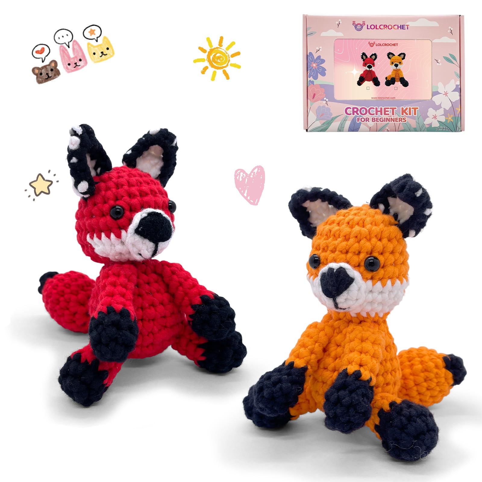 LOLCROCHET Kit de ganchillo Fox para principiantes y adultos