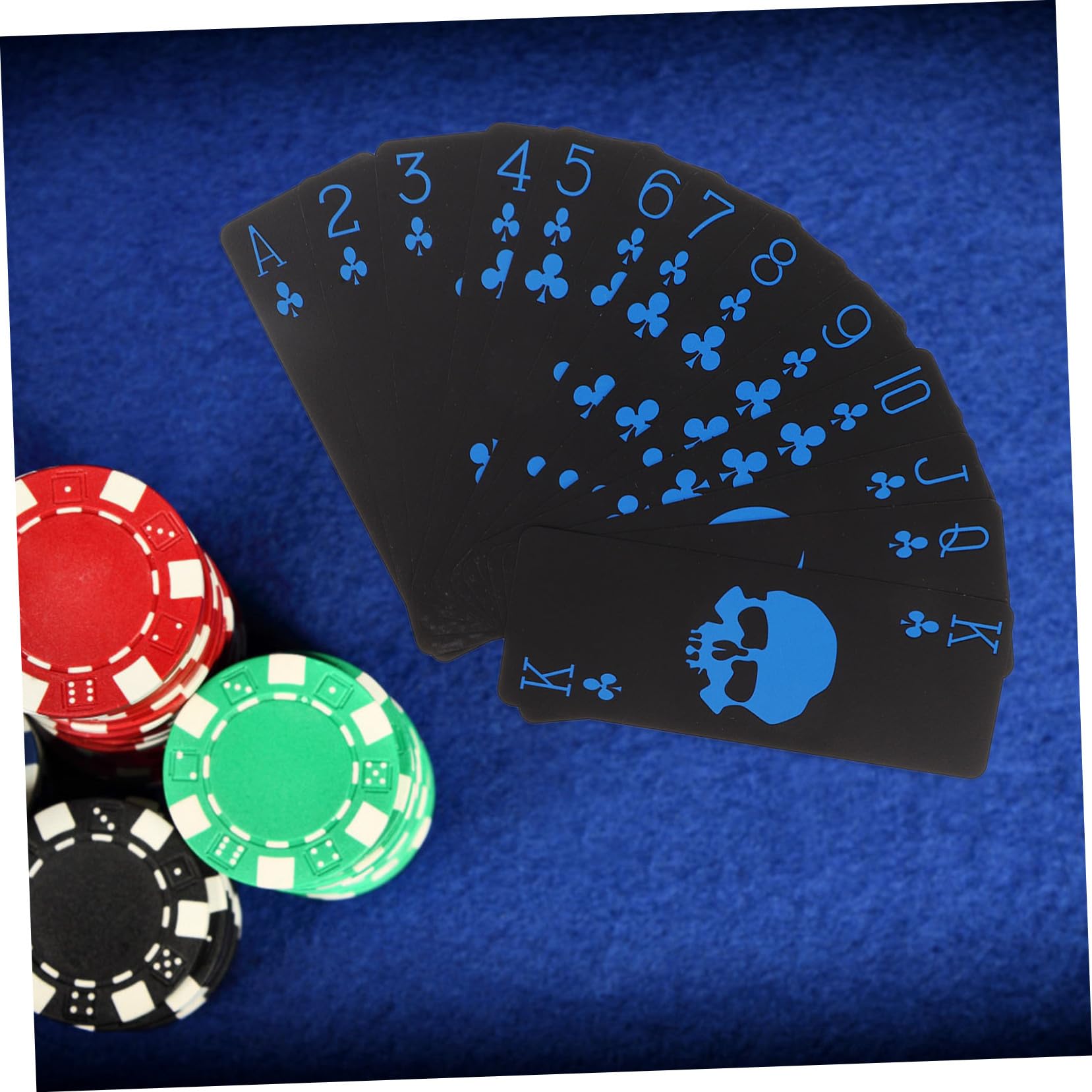 ibasenice Skull Pokerkarten Aus Wasserfestem PVC Kreative Spielkarten Für Partys Und Familienfeiern Schwarzes Mattes Design Mit Einzigartigem -Thema