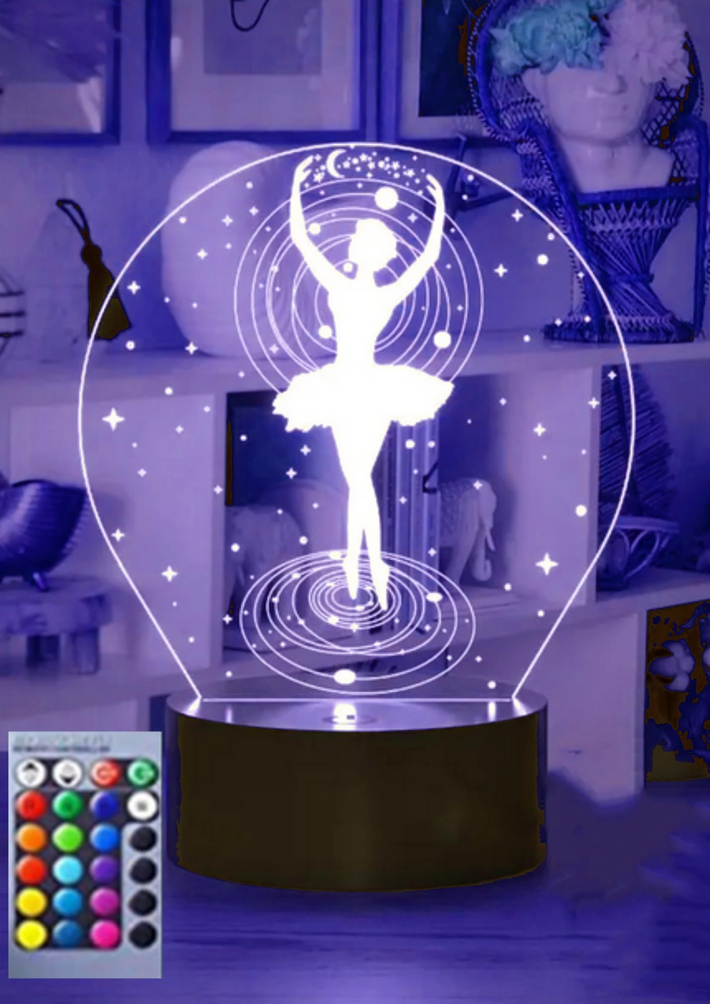 3D Ballet Night Light Optical Illusion Led Lamp 16 Colors Changing Birthday Xmas Gift for Boys and Girls