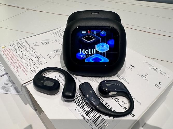 The charging case features a touchscreen, so there's no need to take out your phone.