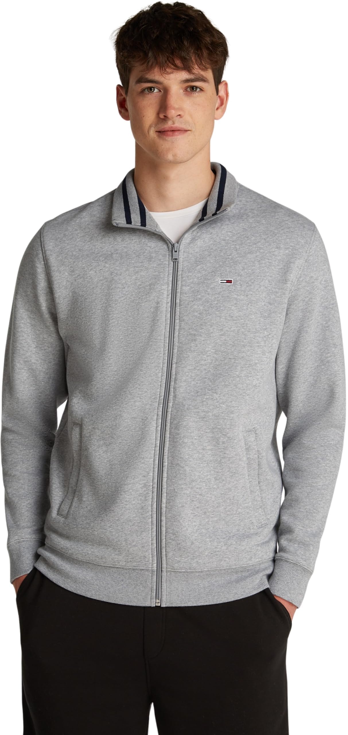 Tommy Jeans Uomo Felpa con Cerniera Fleece Zip Thru Regular Fit