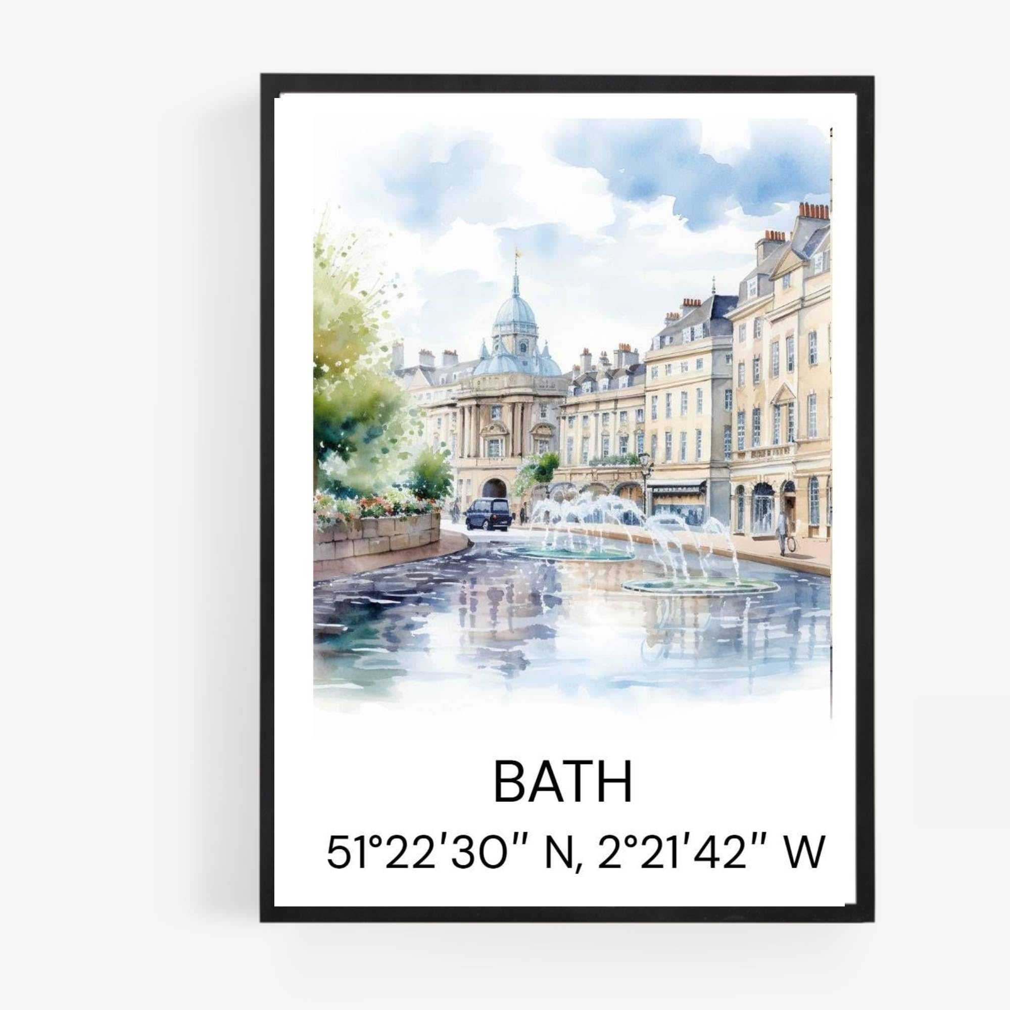 gfc bath Cityscape Skyline Map Print Picture Poster Gift A4 UNFRAMED 1 wall art Home decor Decorating landmarks