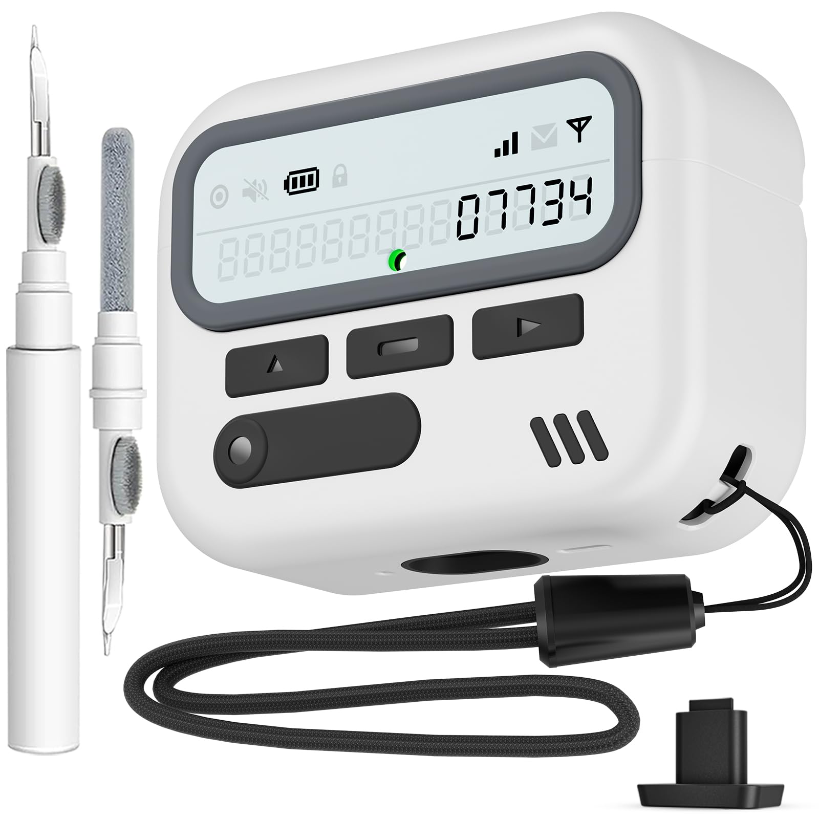 for AirPods Pro 3 Case with Safty Lock,Retro Inspired Pager Style (White)