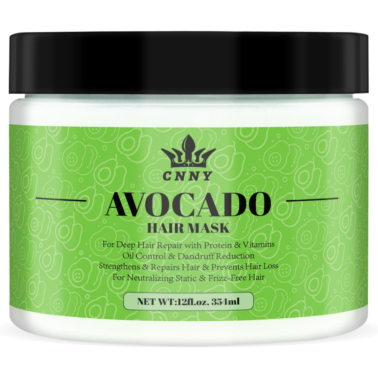 Crownnaturally CNNY Avocado & Collagen Deep Repair Hair Mask - 12 oz, Intensive Moisture Conditioning Treatment for Dry Damaged Hair