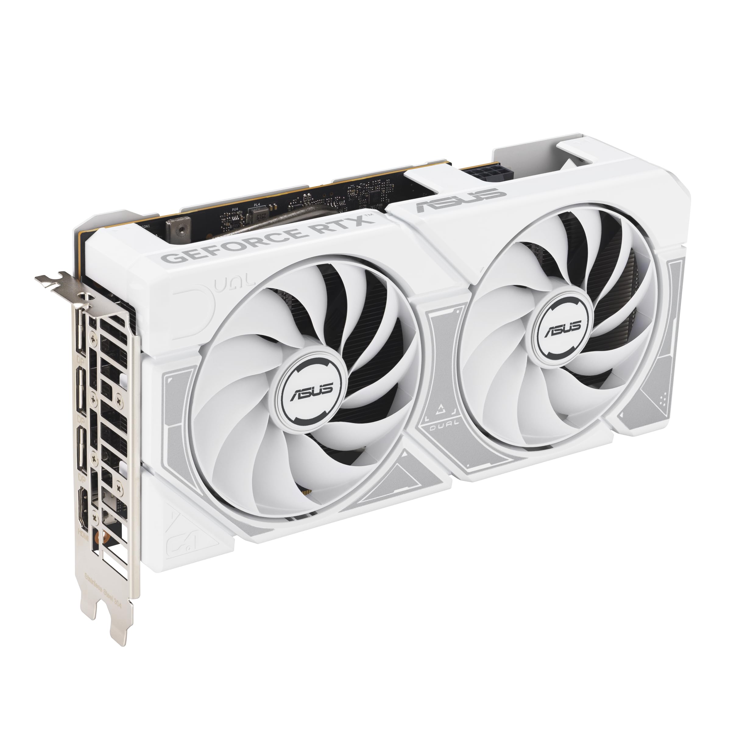 ASUS Dual GeForce RTX 5060 8GB GDDR7 White Edition (PCIe 5.0, 8GB GDDR7, DLSS 4, HDMI 2.1b, DisplayPort 2.1b, 2.5 Ranuras, diseño de Ventilador de tecnología axial, tecnología 0dB, BIOS Dual y más)