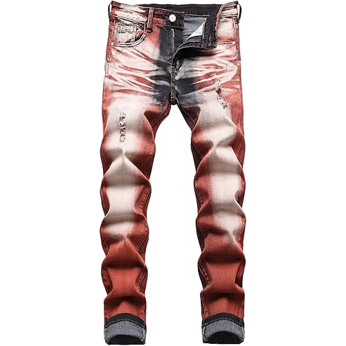 JUNBAOSS Men's Slim Fit Stretch Jeans Ripped Skinny Jeans for Men, Distressed Straight Leg Fashion Comfort Flex Waist Pants