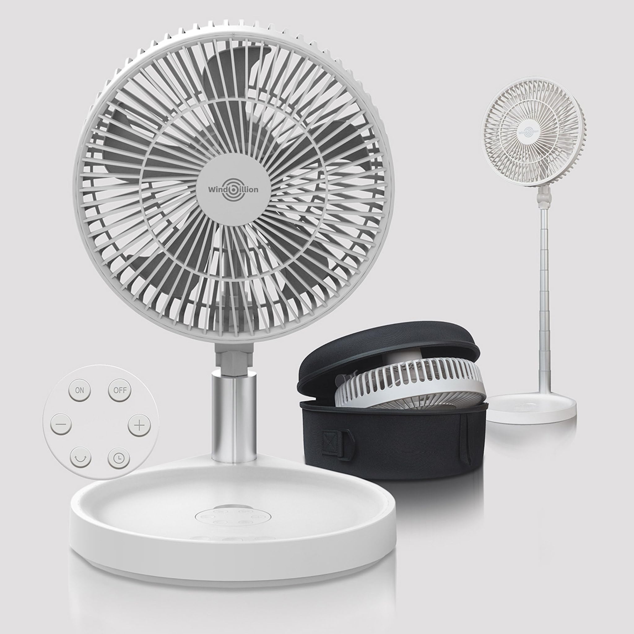 H6 Ventilateur silencieux avec batterie 16000 mAh avec autonomie de 37 heures et télécommande, ventilateur télescopique oscillant pliable sans fil avec batterie externe pour camping
