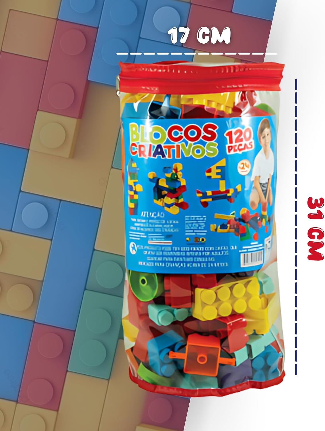 Blocos de Montar Brinquedo Educativo Construção 120 Peças Grande Brinquedo Para Crianças Bebê Infantil