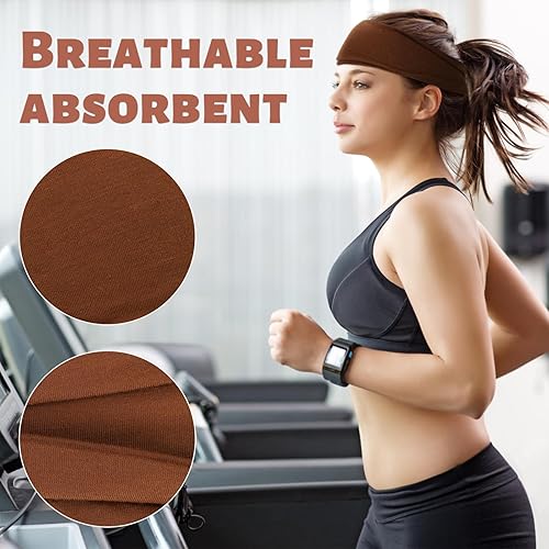 Miniatura 5 de Paquete de 6 diademas para mujer, diademas anchas de yoga antideslizantes para mujer, accesorios para el cabello (color liso-1)