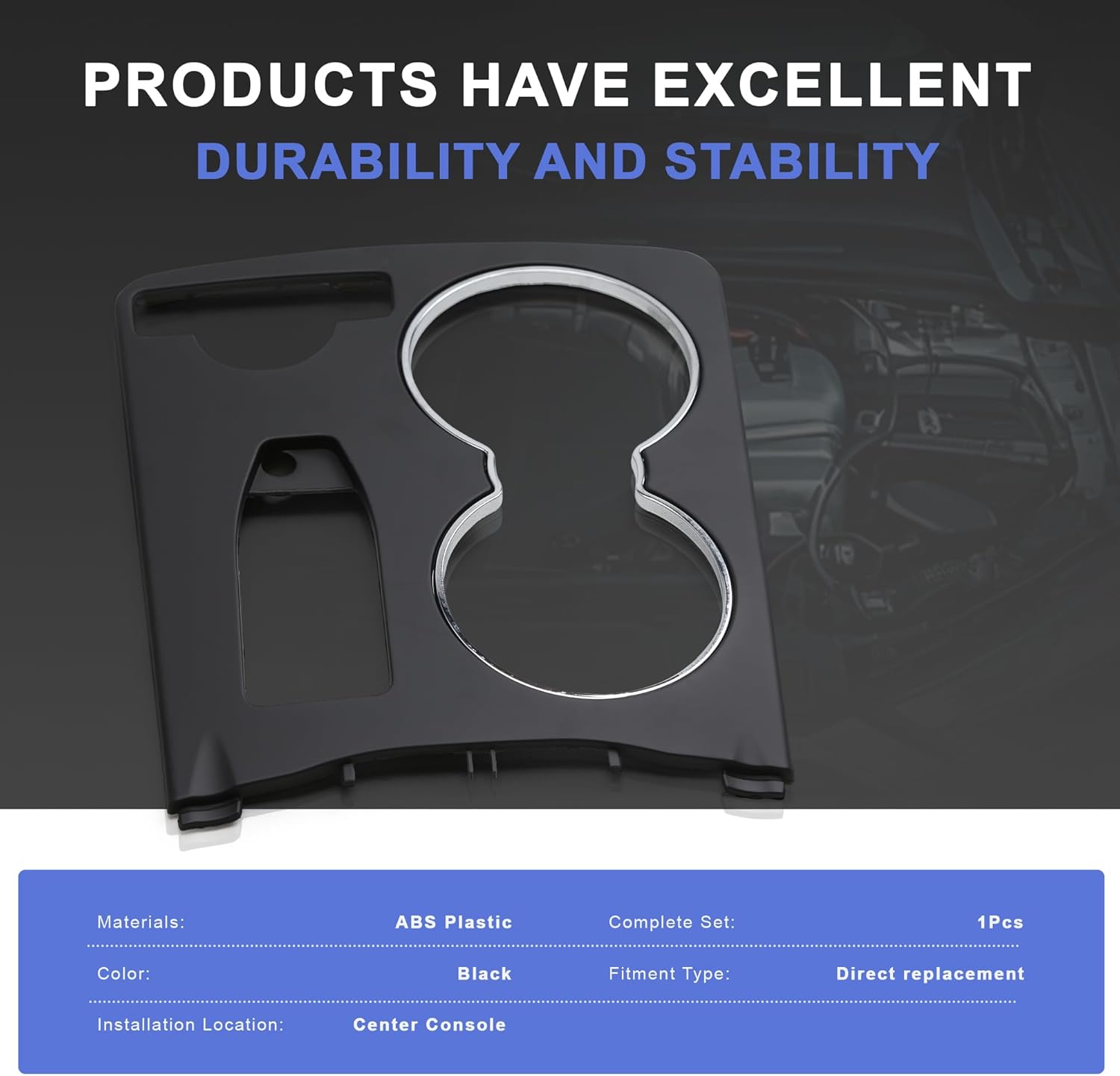A2046800307 A2046802308 Center Console Cup Holder Trim Cover Compatible with Mercedes-Benz C180 C200 C220 C230 C250 C280 C300 C350 E250 E300 E350 C207 S204 W204(Black)