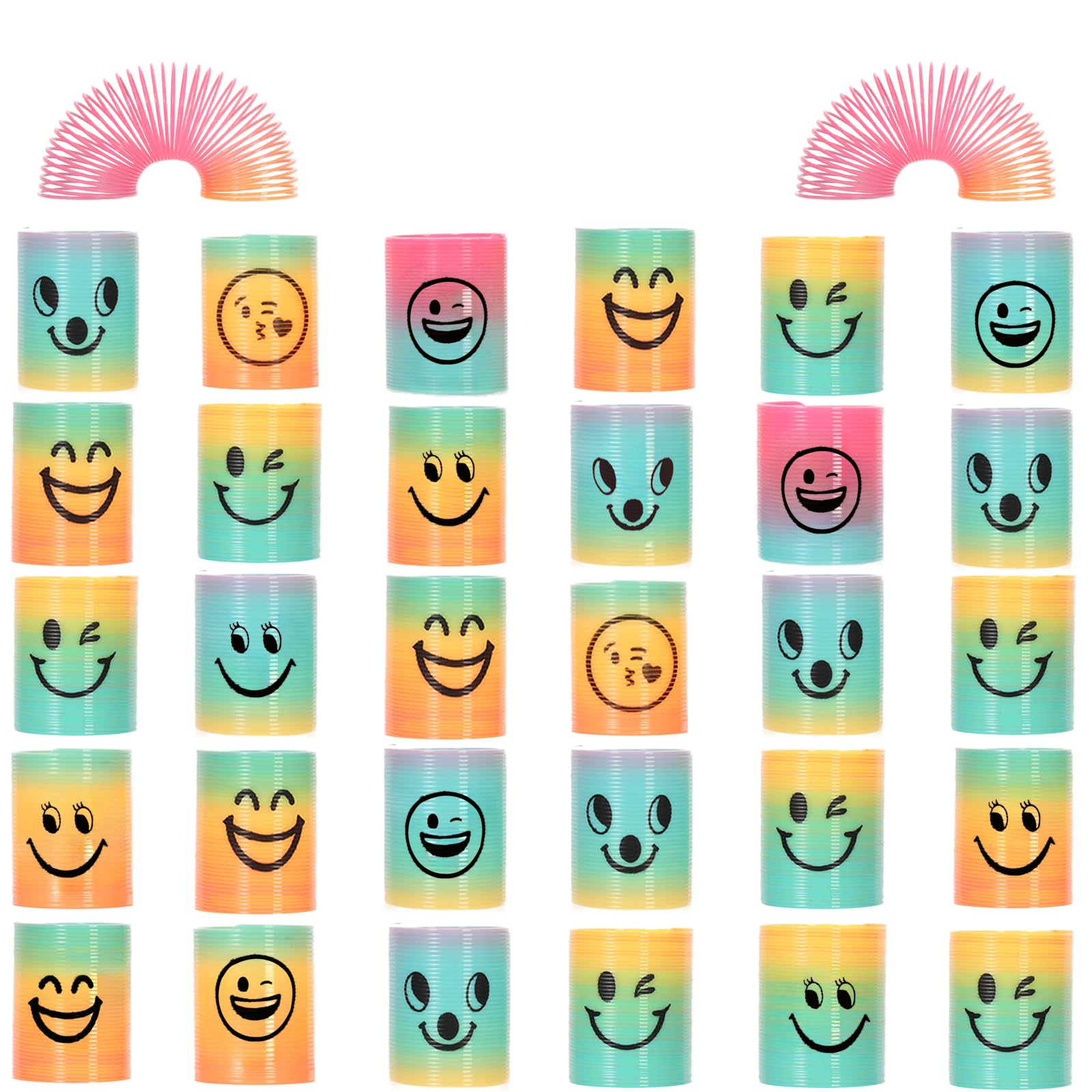 Irnushka Mini Spring Rainbow Coil Party Favors for Kids, Mini Plastic Coil Spring Toy for Easter Egg Filler Party Favor Carnival Prize Birthday Goodie