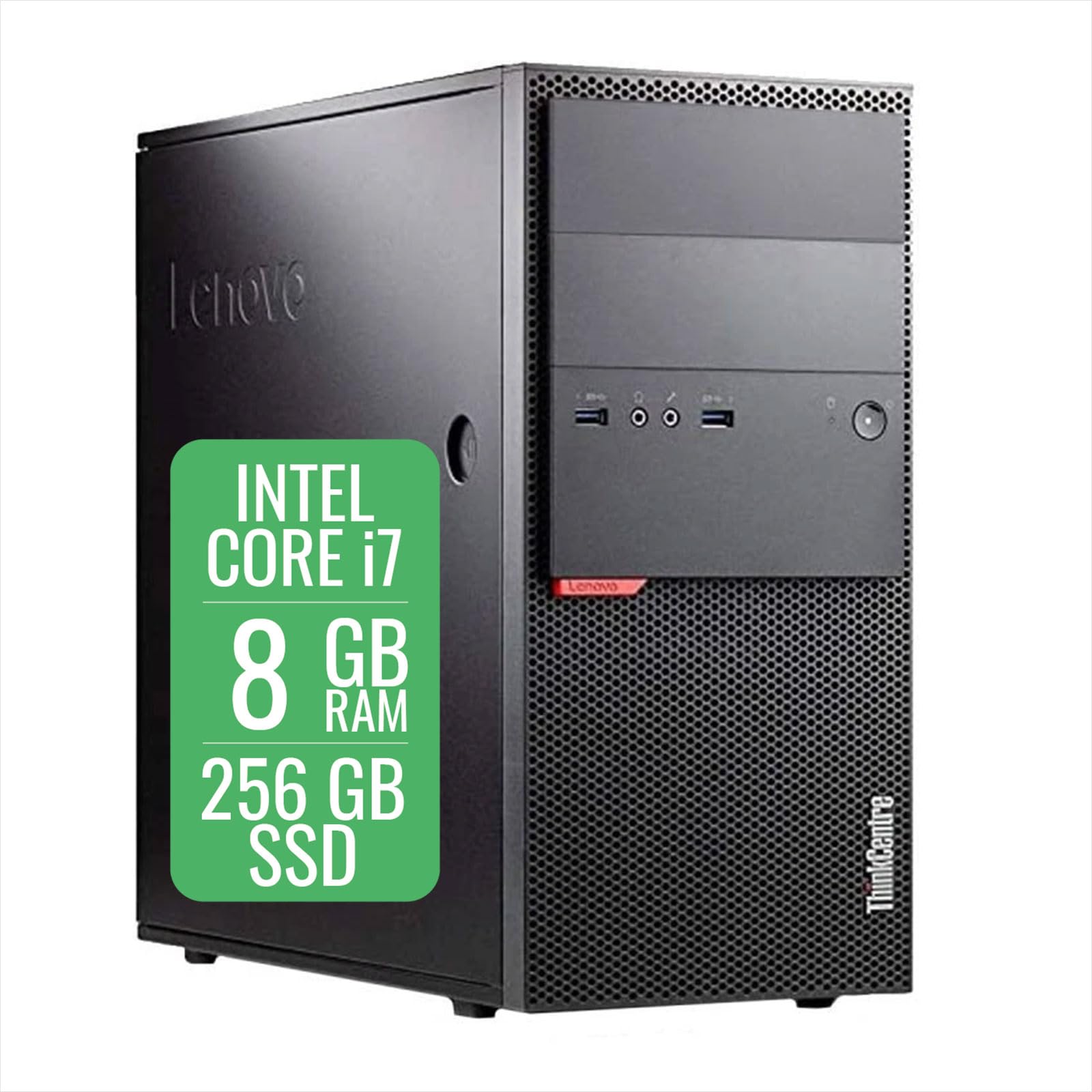 Lenovo Thinkcentre M800 MT Pc Computer Fisso Intel Core i7 6th, Ram 8gb, Ssd 256gb, Wifi Usb, Displayport, Windows 11 Pro + Libre Office (Ricondizionato)