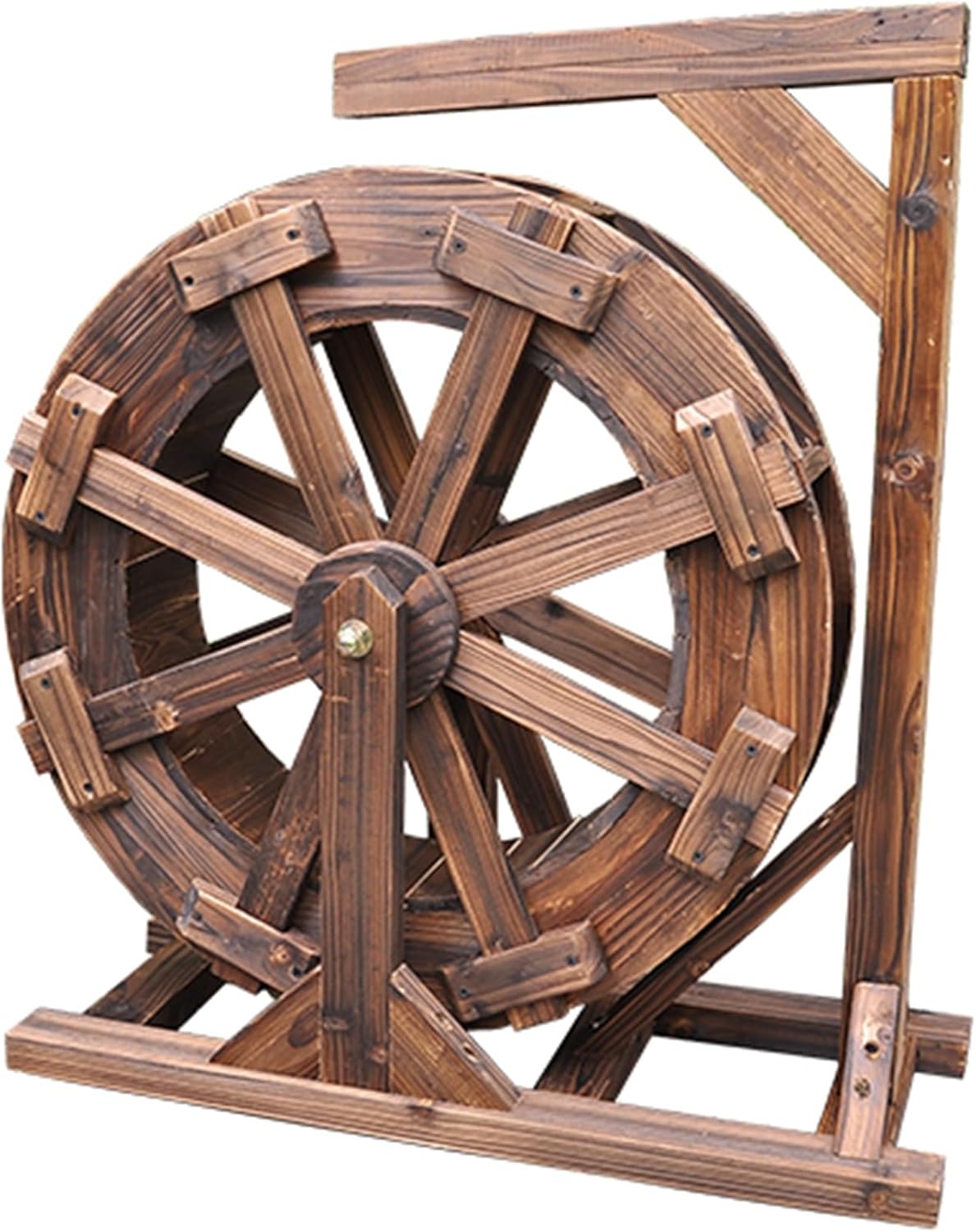 Garden Ornament Water Feature Fountain Indoor Outdoor Waterfall Ornamen Vintage Rustic Wooden Water Wheel Fountain Decoration Waterwheel Feng Shui Wheels Home Pond Terrace Balcony Patio Decor