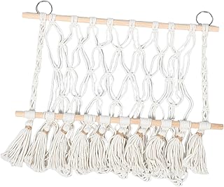 SUPVOX Toy Storage Net Hanging Wall Organizer For Macrame Plush Toy Holder With Cotton Rope And Wood Easy Access Storage For Stuffed Animals And Playroom Decor