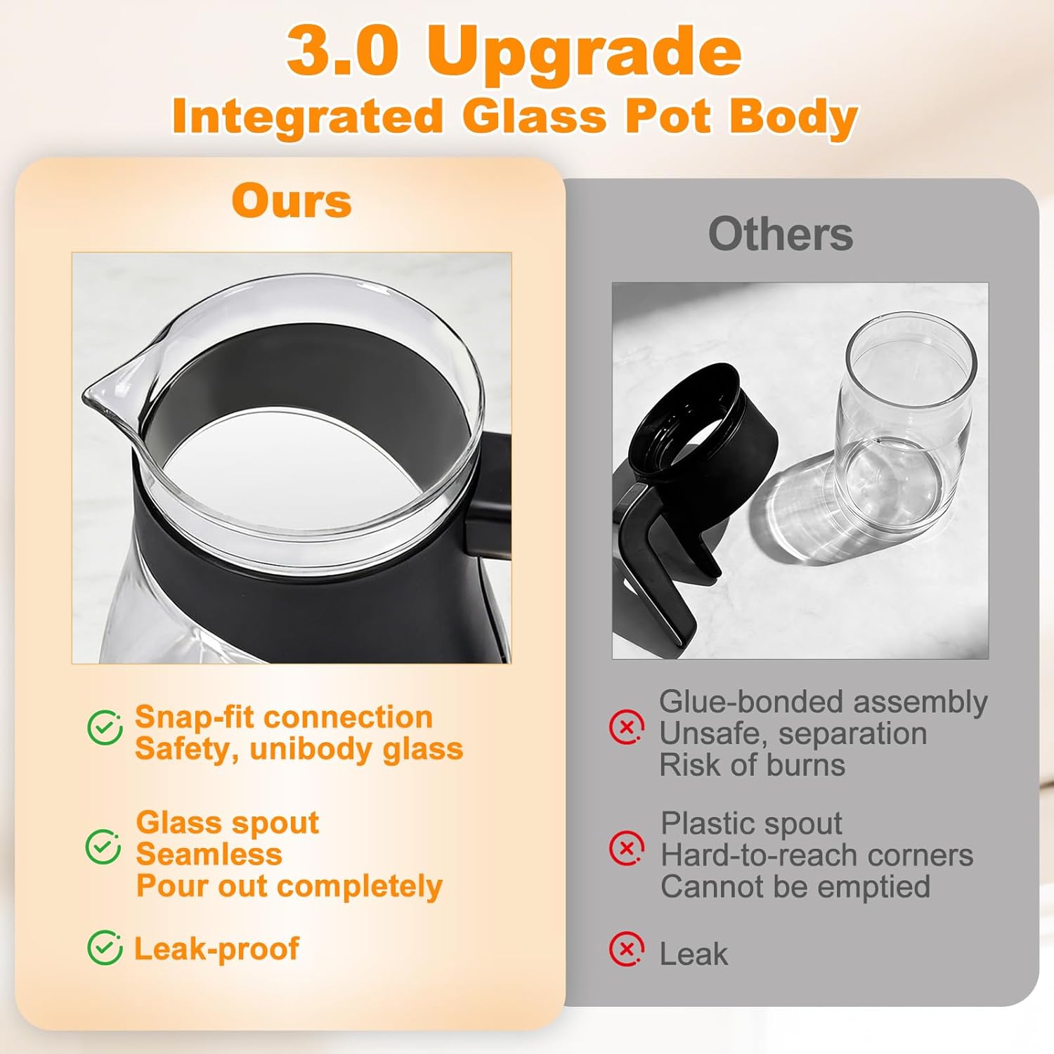 13-Cup Coffee Maker Carafe Replacement Pot Compatible with Ninja Coffee Maker CM300 CM371 CM400 CM401 CFP101 CFP301 CFP307 CP301 CF091 CFN601, Glass Coffee Pot with Brew-Through Lid & Sturdy Handle