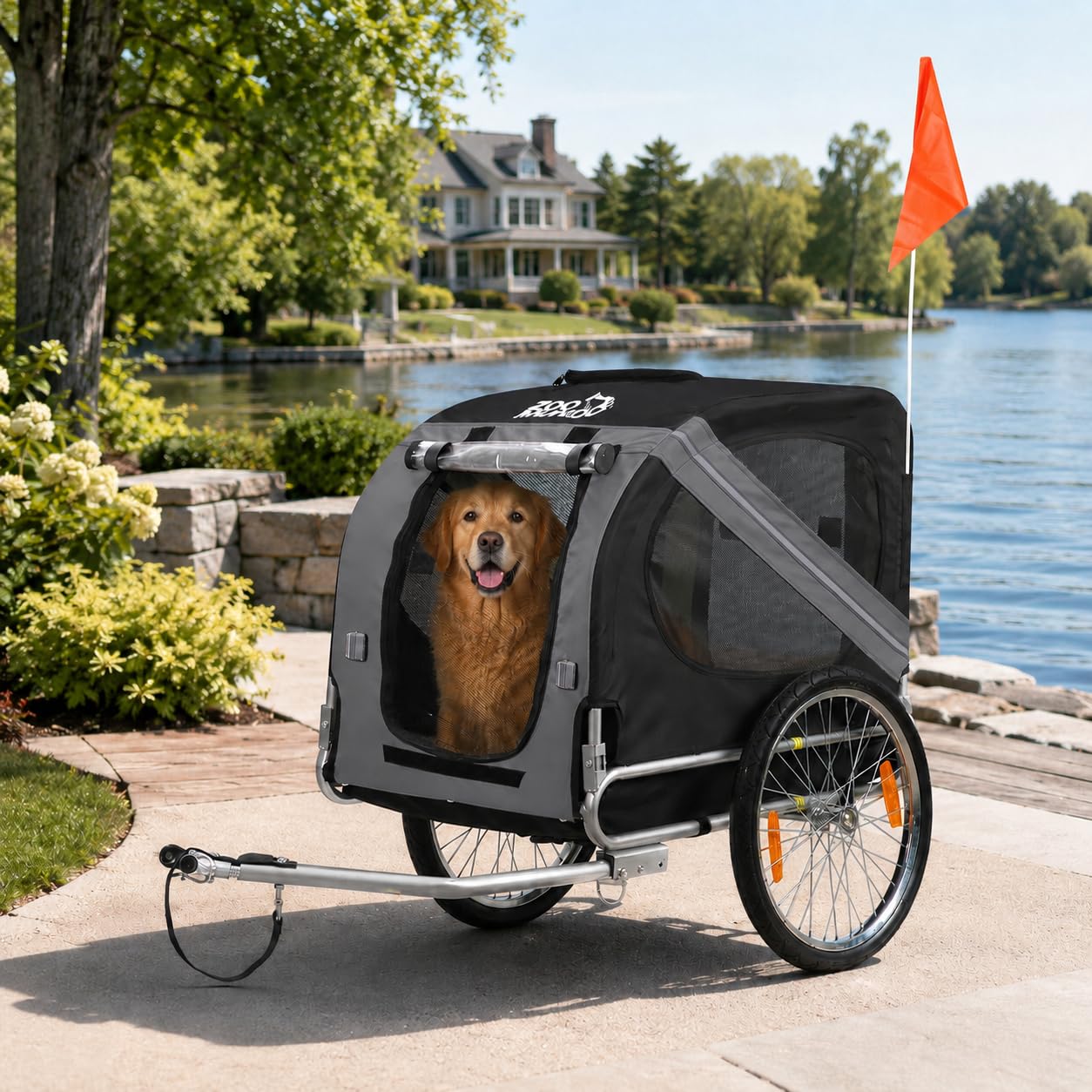 zoomundo Fahrradanhänger Hundeanhänger für Hunde-Transport Silver Frame