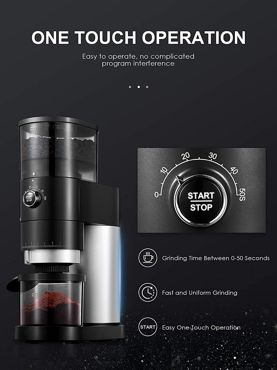 Buy Conical Burr Coffee Grinder, Over 40 Precise Grind Setting for