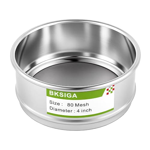BKSIGA 304 Stainless Steel Wire Cloth Lab Sieves, 80 Mesh Test Sieve, 4" Diameter Standard Analysis Sieve for Industrial Laboratory Homes