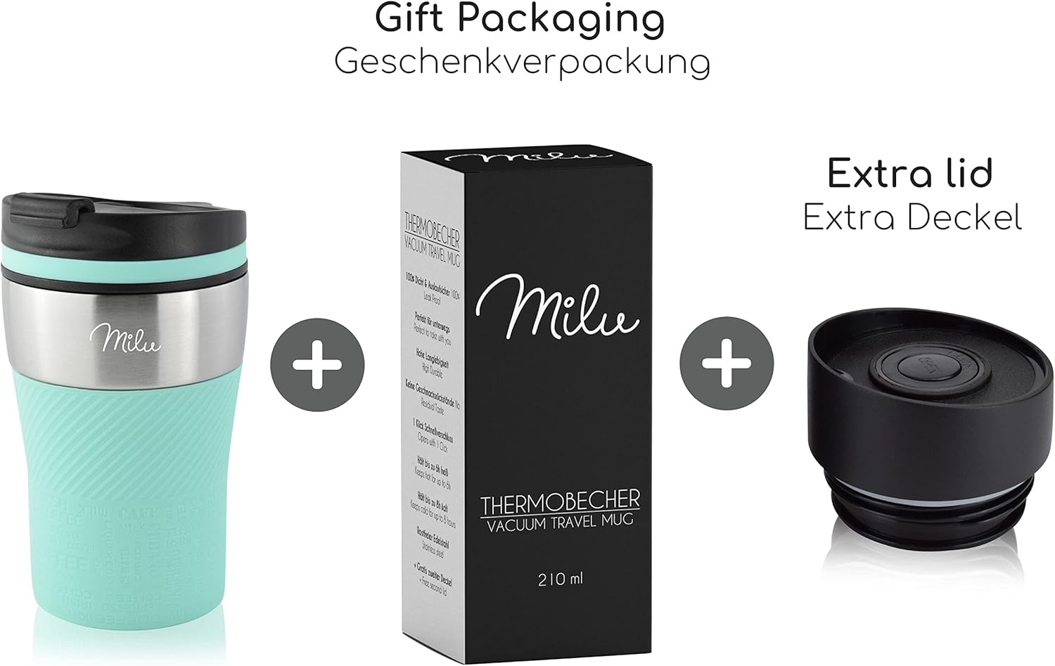 Milu Insulated Travel Coffee Mug 7oz - Hot & Cold Travel Mug - Double Wall Vacuum Insulated Cup for Coffee, Tea & Drinks - Spill Proof (Teal, 7oz (210ml))