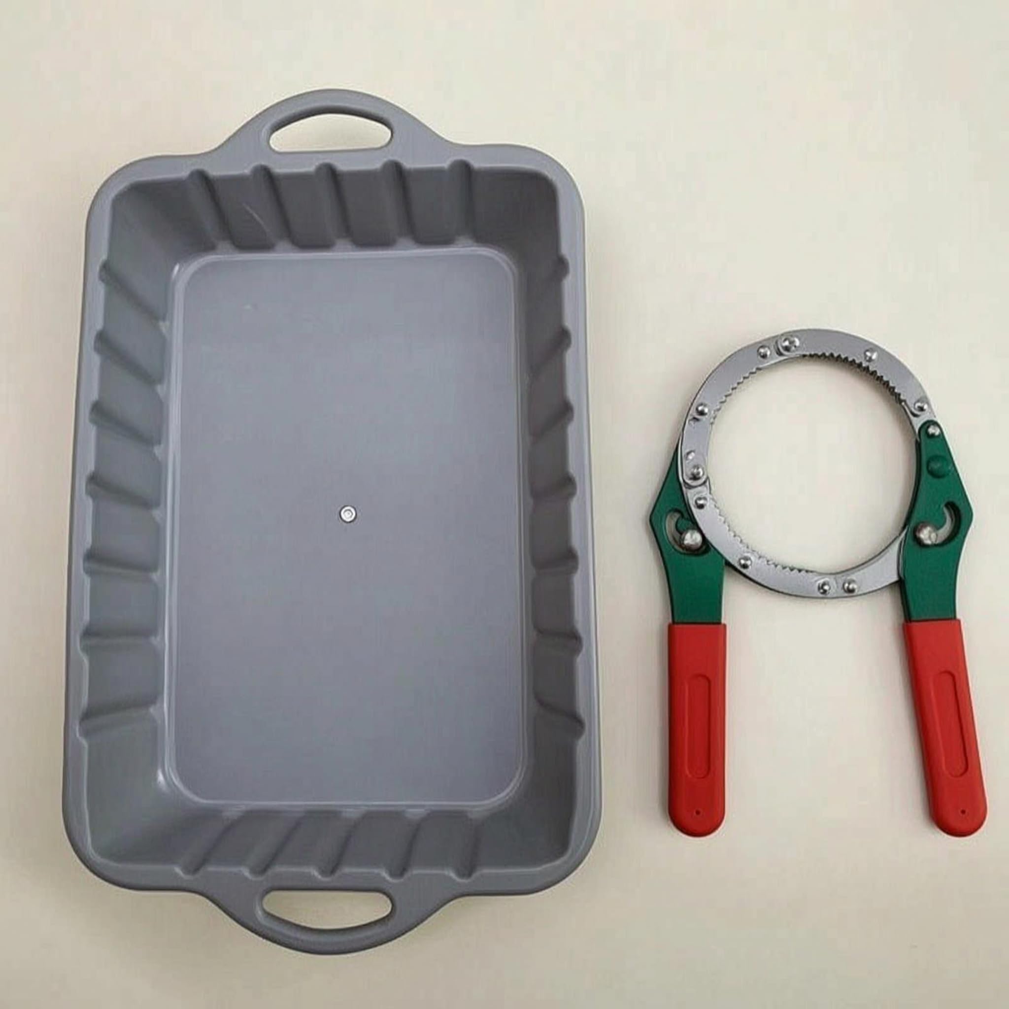 Vaschetta di Raccolta Olio Rettangolare con Maniglie, Ampia capacità, Ideale per La Manutenzione di Auto, Camion E, Adatta per Garage E Officine.