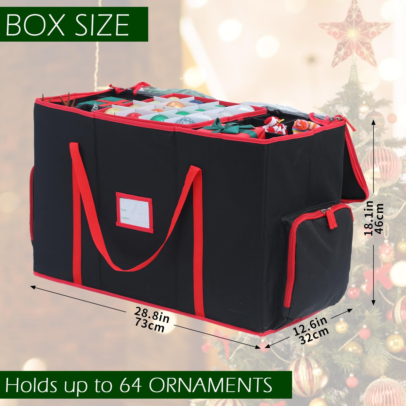 Weihnachtskugeln Aufbewahrungsbox, Weihnachtskugeln Aufbewahrung Karton Fächer Aufbewahrungsbox für Weihnachtskugeln für Lagerung Urlaub und Zubehör (Rot,71x31x45cm)