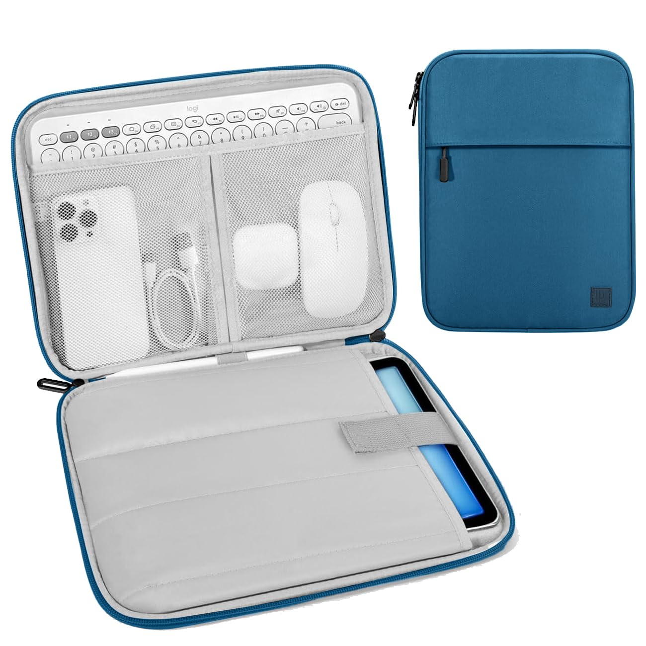 Dadanism 9-11 Pollici Tablet Borsa Imbottita per iPad (A16) 11", iPad Air 11" M4/M3, iPad Pro 11" M5/M4, iPad 10a Gen/Air 5 10,9", iPad 9/8/7a Gen 10,2", Galaxy Tab A11+ 11", Tab M11 11", Blu Pavone