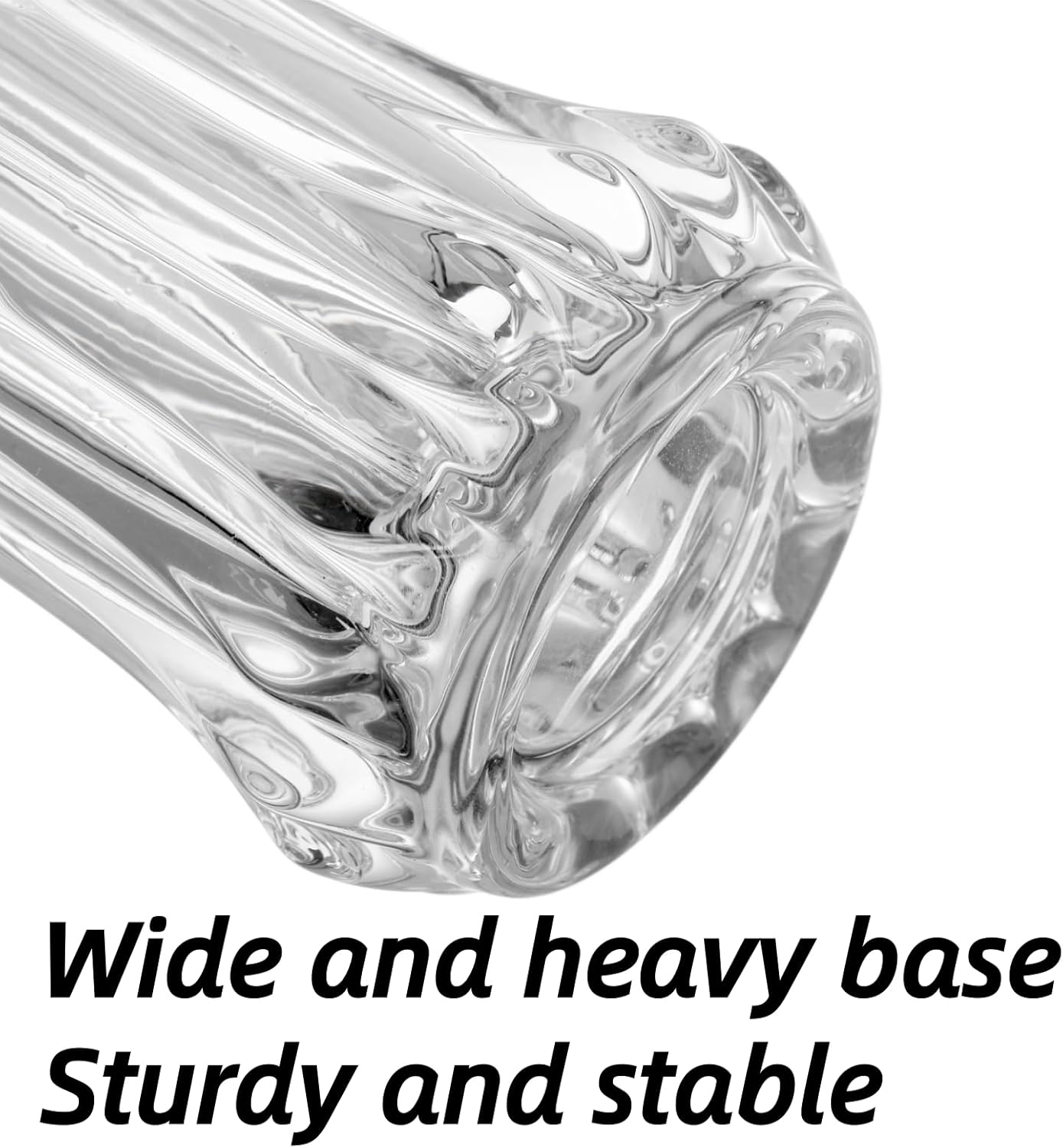 Dicunoy Set of 2 Glass Flower Vase, 9.5" Large Flower Vases for Centerpieces, Modern Clear Heavy Duty Crystal Tall Cylinder Flared Vase for Rose Bouquet, Home, Wedding, Living Room, Office
