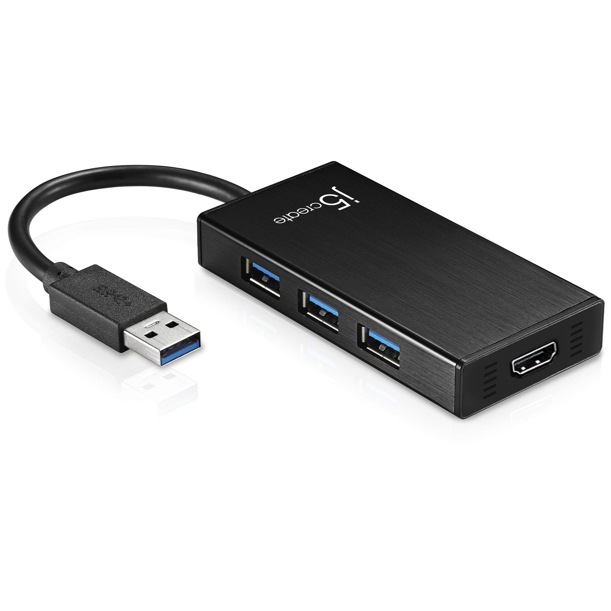 j5create Adattatore multiplo USB 3.0 - HDMI 1080p 2048 x 1152 @ 32bit | Hub USB 3.0 a 3 porte | USB 3.0 SuperSpeed | Compatibile con dispositivi USB 2.0/1.1 | Compatibile con Windows e Mac (JUH450)