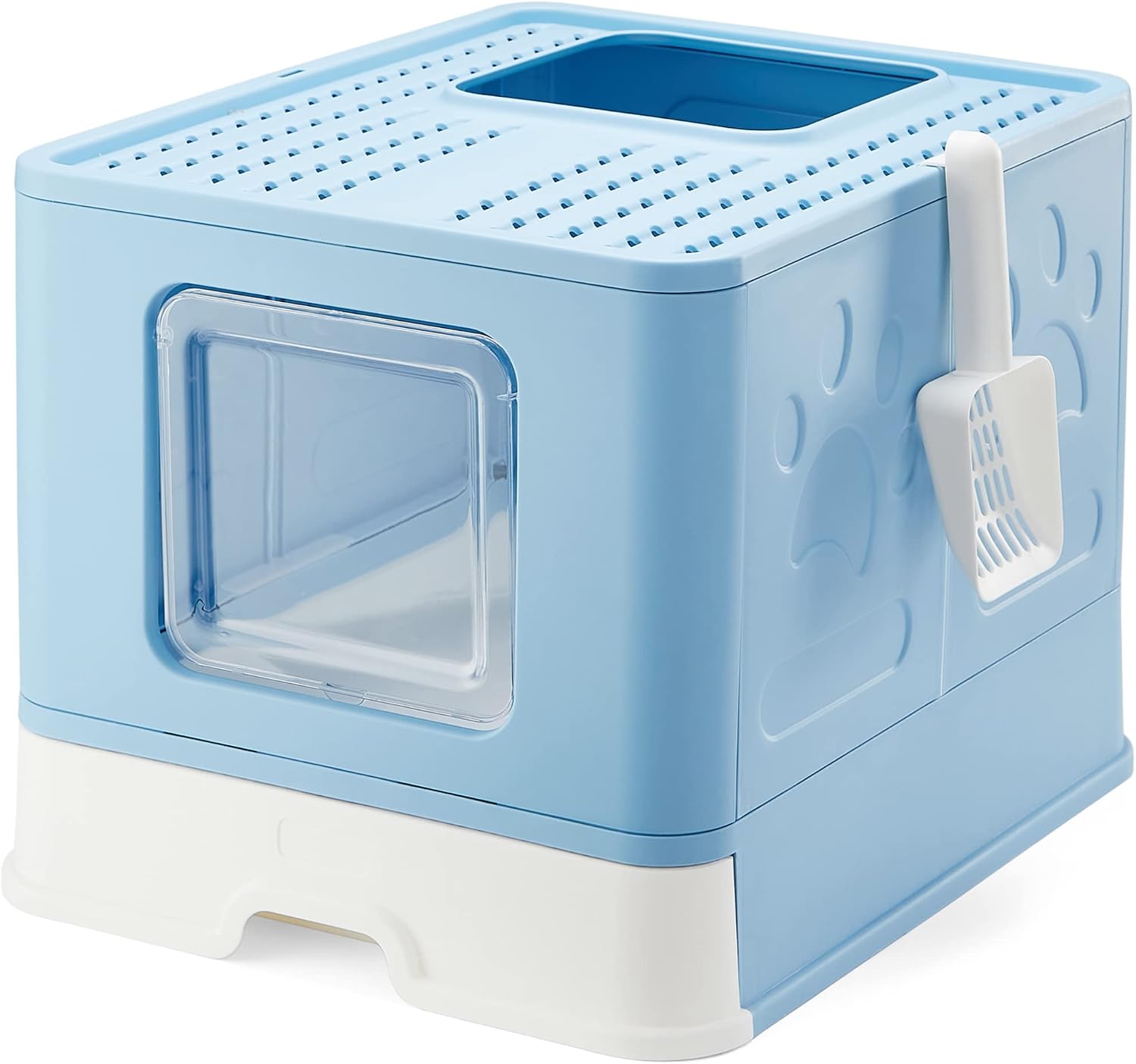 Suhaco Top Entry Cat Litter Box Large Foldable Front Enter Top Exit Litter Boxs with Lid for Indoor Cats Closed Kitty Litter Box with…