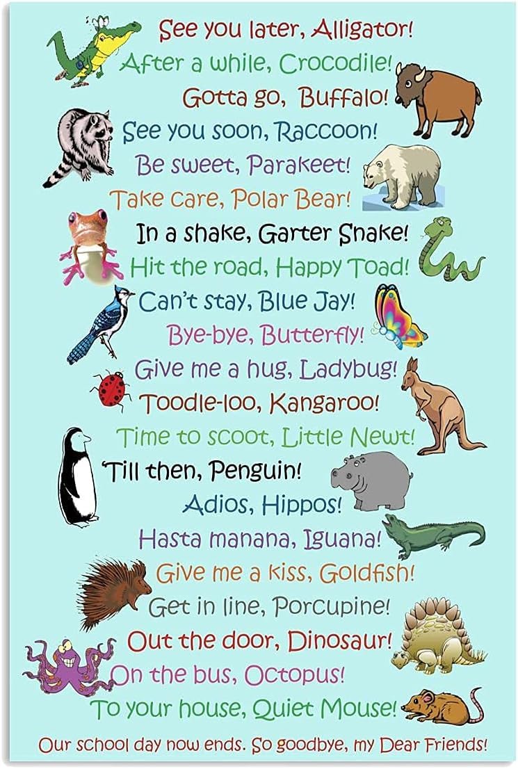 Animal Poster See You Later, Alligator Classroom Poster Goodbye Print Kids