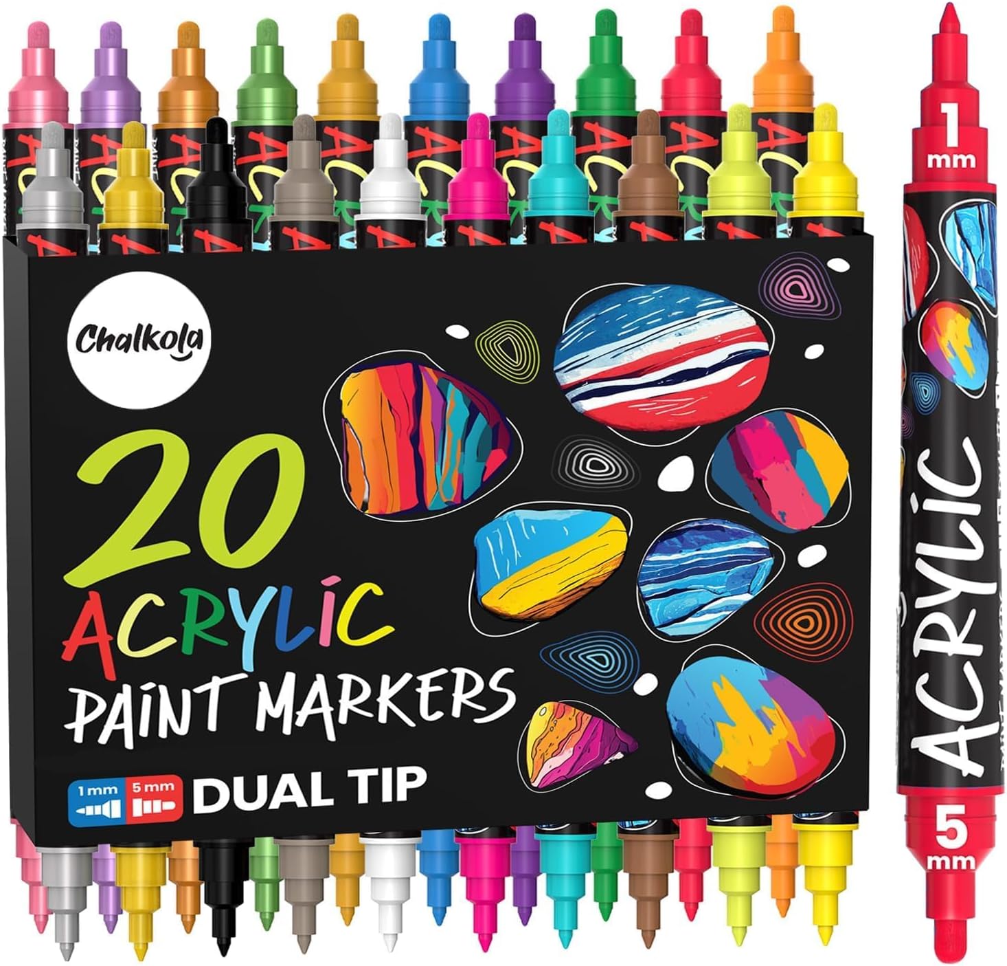 Chalkola 20 Dual Tip Acrylic Paint Markers