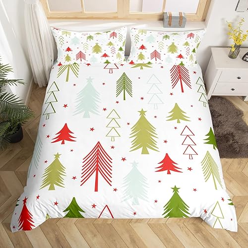 Miniatura 3 de Erosebridal Juego de ropa de cama de árbol de Navidad, tamaño matrimonial, funda de edredón de Feliz Navidad para niñas y niños, funda de edredón