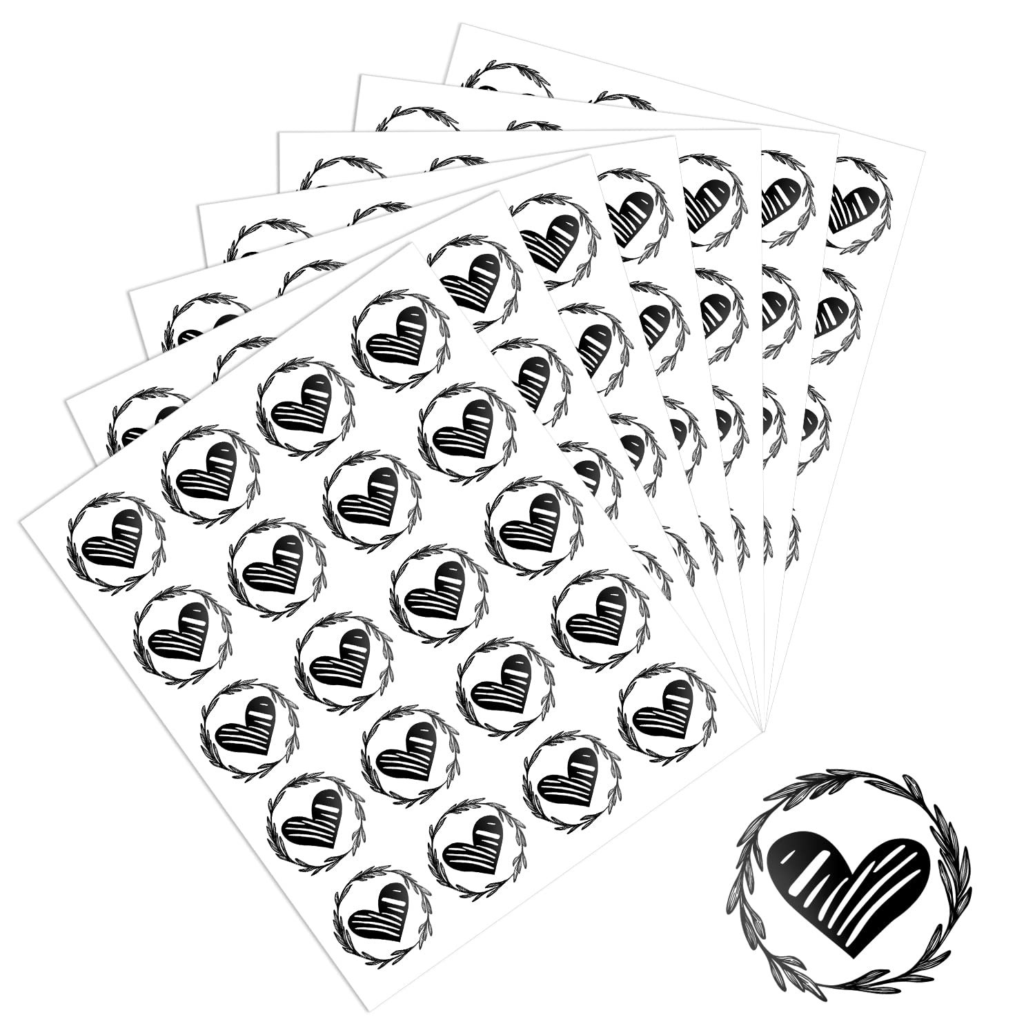 SAVITA 500 Piezas 3,2cm de Diámetro Pegatinas de Corazón para Sobres Autoadhesivas Pegatinas Hecho con Amor Pegatinas de Boda para Sobres para Fiestas Tarjetas de Invitación (negro)
