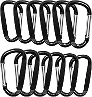 Vista 1 de Clips de mosquetón de aluminio de 3 ", hebilla de gancho de mosquetón de llavero con forma de anillo D 12PCS