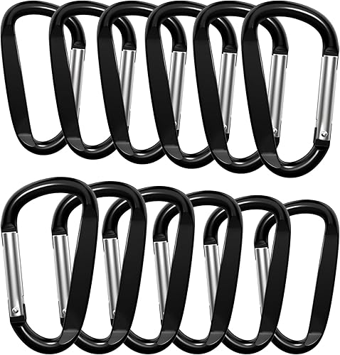 Miniatura 8 de 3" Aluminum Carabiner Clips, 12PCS D Ring Shape Keychain Carabiners Hook Buckle