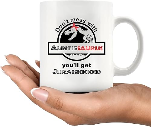 Miniatura 9 de Taza de café con texto en inglés Don't Mess With Auntiesaurus You'll Get Jurasskicked Best Funny New Aunt Gifts Coffee Mug Good Ideas From Niece